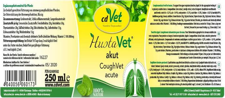 Produktbild cdVet HustaVet akut vet, 500 ml (1 x)