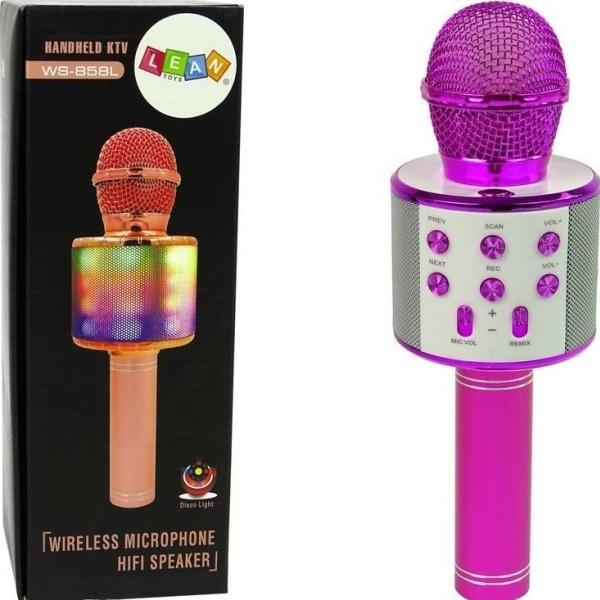 Image du produit Lean Toys Microphone Microphone USB sans fil Haut-parleur Nagrywanie Karaoke Modèle WS-858 Rose