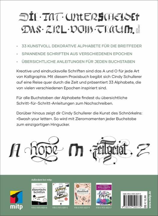 Produktbild Praxisbuch Kalligraphie Alphabete (Deutsch, Cindy Schullerer, 2022)