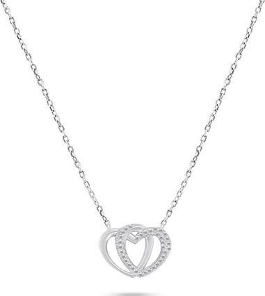Brilio Silver - Decent silver heart necklace with zircons NCL83W