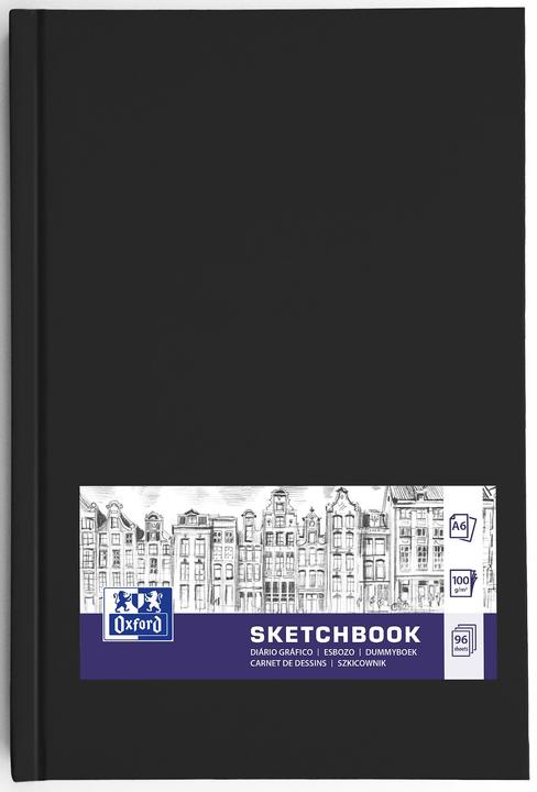 Oxford SKETCHBOOK A6 hard cover casebound sewn 96 sheets 100G black (A6, Plain, Hardcover)