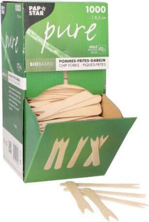 Actual product image Papstar French fries forks wood pure (1000 x)