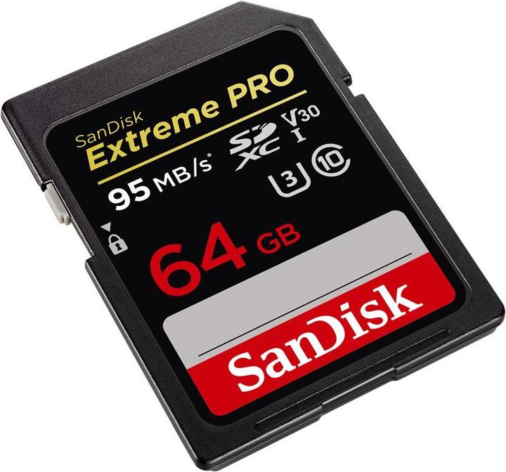 Actual product image SanDisk ExtremePro SDXC U3 (64 GB, SDXC, U3, UHS-I)
