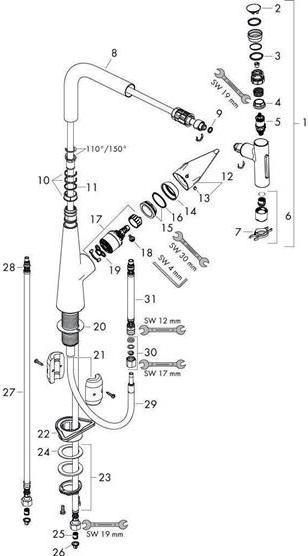 Actual product image hansgrohe HG single-lever sink mixer 300 TALIS S with pull-out spray stainless steel look