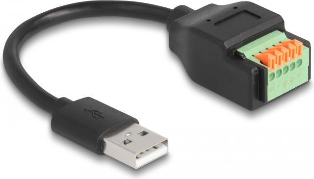 Actual product image Delock USB 2.0 cable type-A plug to terminal block adapter with push button 15 cm (0.15 m, USB 2.0)