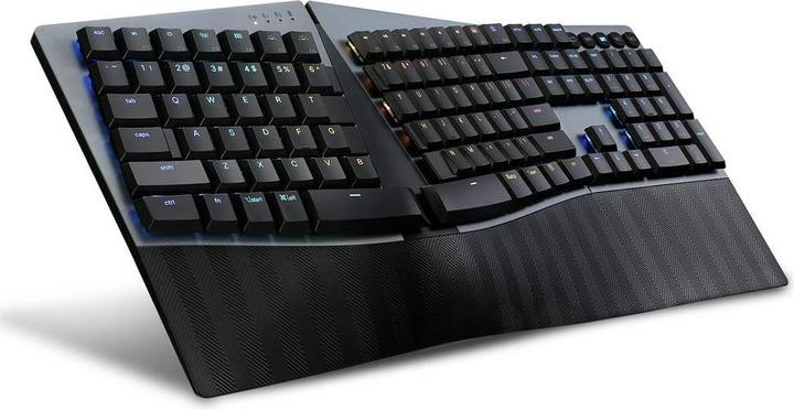 Produktbild Perixx PERIBOARD-835 BR DE, kabellose RGB-beleuchtete ergonomische mechanische Tastatur - flache bra (DE, Kabellos)