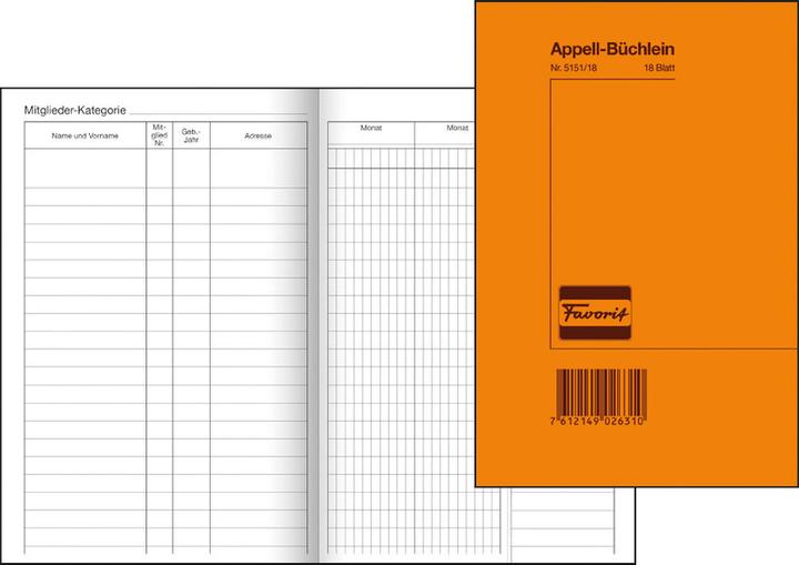 Immagine prodotto Favorit Libretto d'appello (18 x)