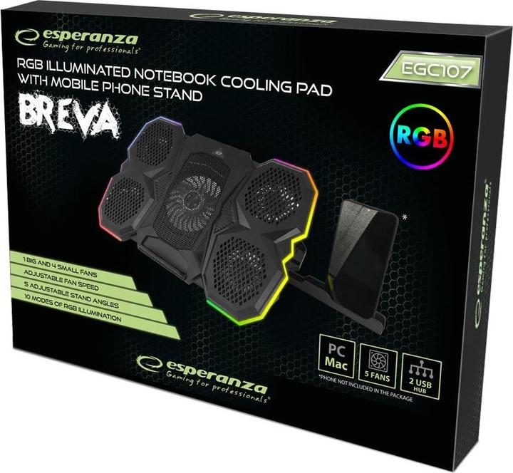 Produktbild Esperanza EGC107 Gaming-Kühlpad für Laptop-LED-RGB-Breva
