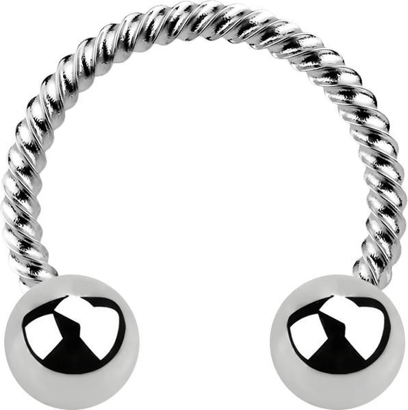 Produktbild Star Piercing Micro Circular Barbell silber geflochten mit zwei Kugeln (ohne Messing, Chirurgenstahl 316L)