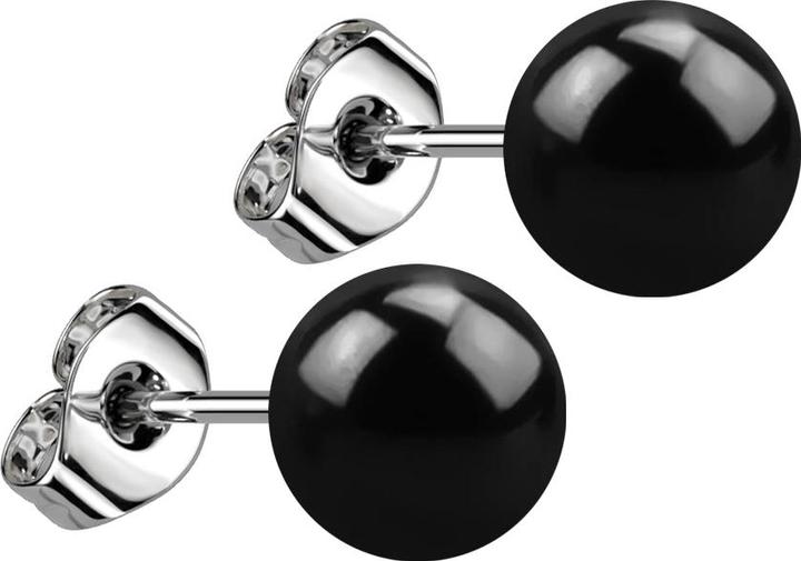 Image du produit Star Piercing Boucles d'oreilles avec boule noire (sans laiton, Acier chirurgical 316L)