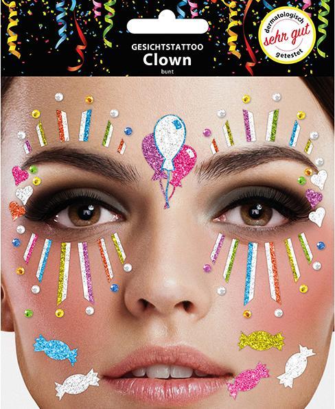 Produktbild Sombo Gesichts Tattoo Clown bunt