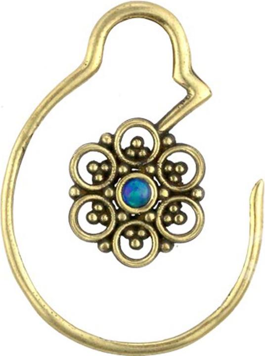 Image du produit Star Piercing Ohrgewicht Ring vergoldet Kreisblume mit Opal blau (Laiton)