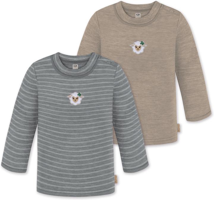 Normani 2er Pack Baby Merino Longsleeve „Taupo" - 9473