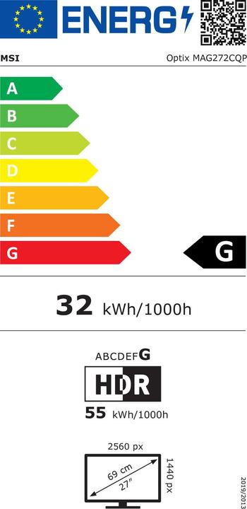 Energy Label MSI G272CQPDE (2560 x 1440 pixels, 27")