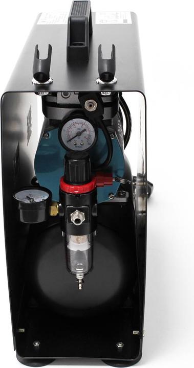 Produktbild Wiltec Airbrush Kompressor AF196AW Lufttank 2 Zylinder Kolben 6 bar 2 Stufenschalter (4 Bar, 3 l)