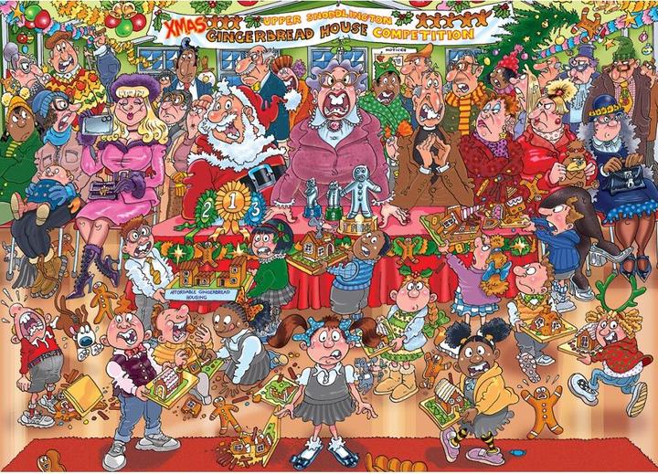 Image du produit Jumbo JUM25017 - Wasgij Noël 18 - Gingerbread Showstopper, 2 puzzles, 1000 pièces (1000 pièces)