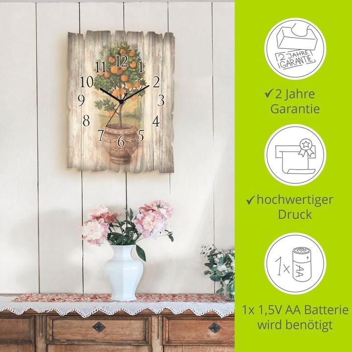Actual product image Artland Radio-controlled clock orange tree with wood look U0PV (30 cm)