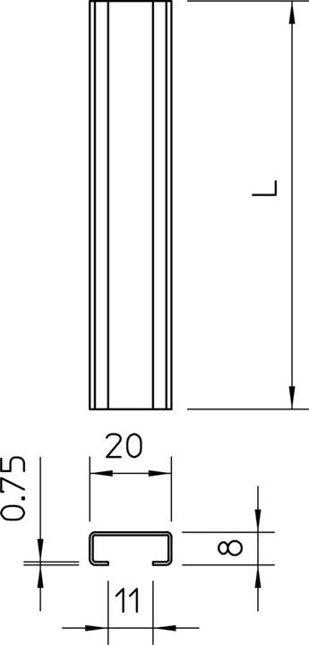 Produktbild OBO Bettermann Profilschiene ungelocht, Schlitzweite 1105124 (200 cm)
