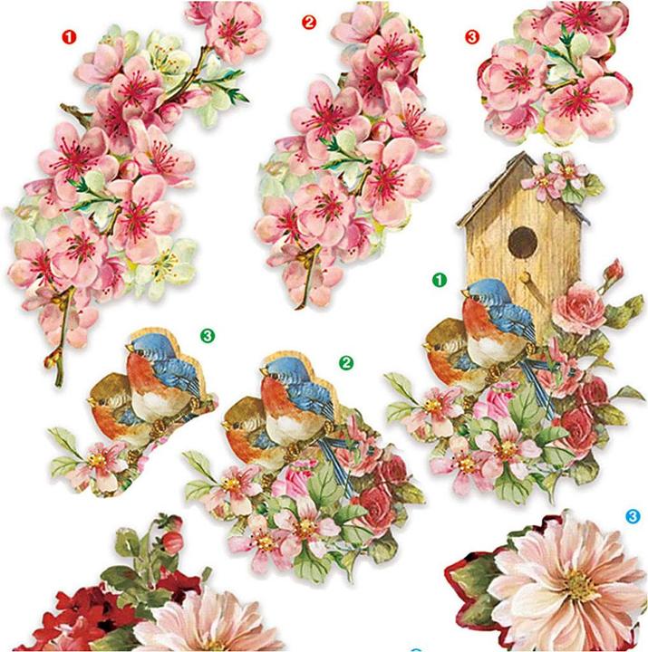 Image du produit Creativ Company Feuilles 3D fleurs et oiseaux, 4 feuilles (4 x)