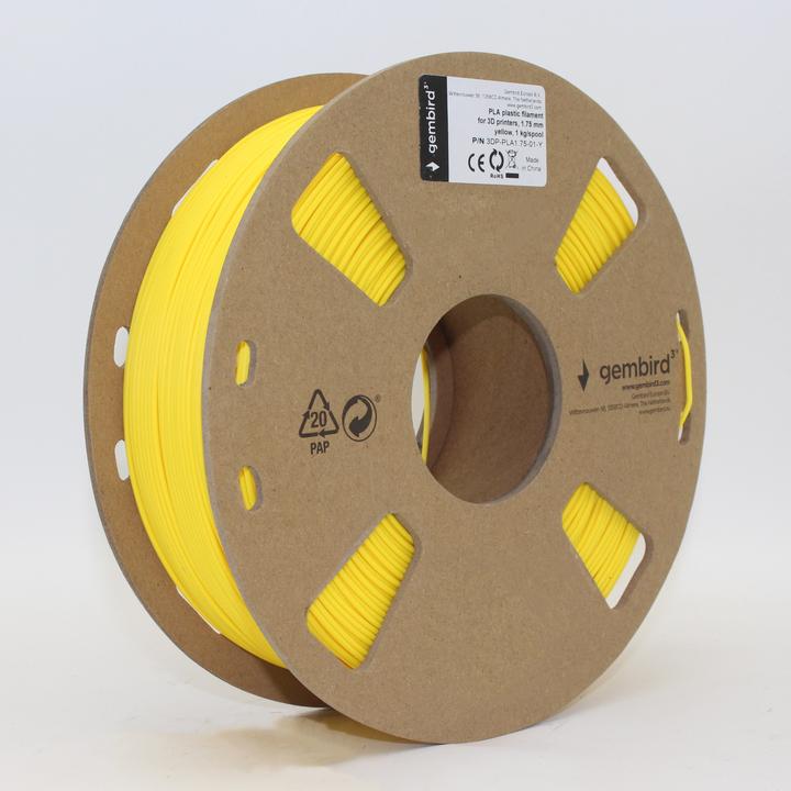 Produktbild Gembird Filamentcassette PLA schmale Spule (PLA, 1.75 mm, 1000 g, Gelb)