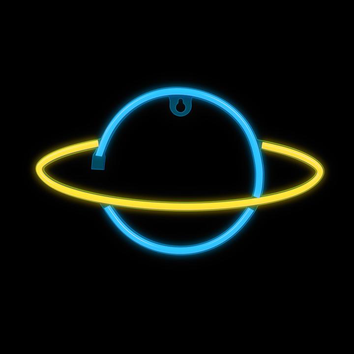 Actual product image Forever Light Neon LED Light SATURN yellow blue Bat + USB FLNE11