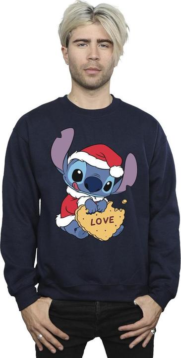 Actual product image Disney Mens Lilo And Stitch Christmas Love Biscuit Sweatshirt (L)