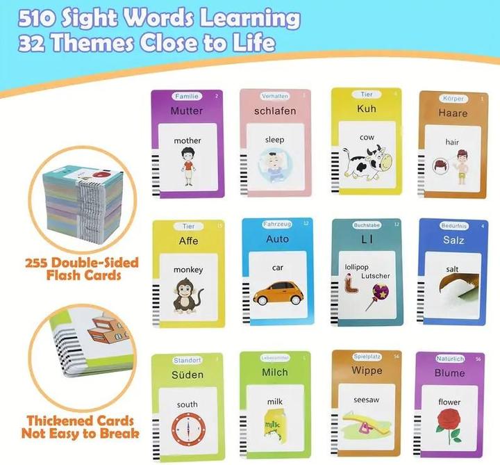 Actual product image Cbx Talking flash cards, 510 words in German and English, Montessori educational game (German, English)
