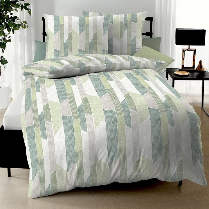 Produktbild Traumschlaf Seersucker Bettwäsche Mikado grün (Bettwäsche Set, 135x200 cm + 80x80 cm)