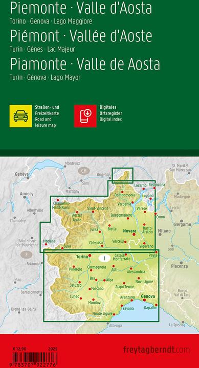 Produktbild Piemont - Aostatal, Strassen- und Freizeitkarte 1:150.000, freytag & berndt