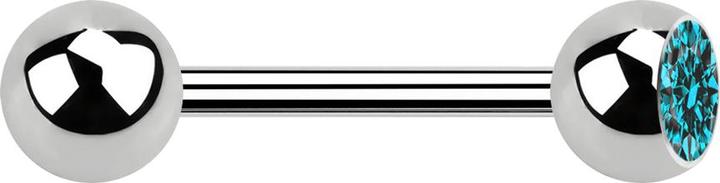 Image du produit Star Piercing Barbell argent avec boule et boule de cristal aqua (sans laiton, Acier chirurgical 316L)