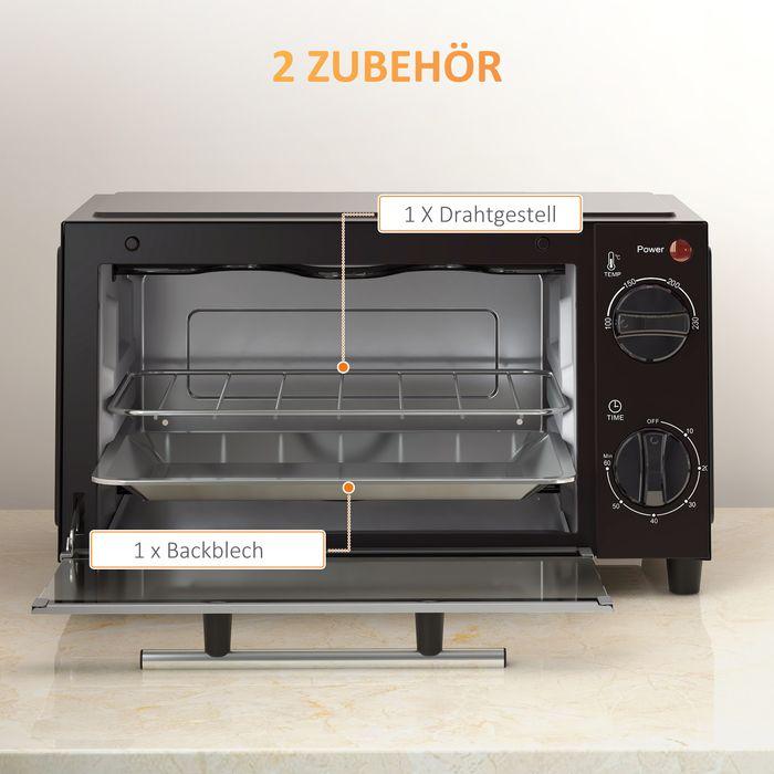 Immagine prodotto Swisshandel24 Minibackofen 9L Mini Ofen mit Backblech, Grillrost, 100 °C-230 °C Edelstahl, schwarz