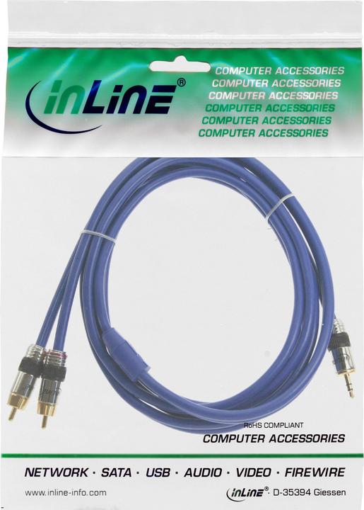 Image du produit InLine Câble Cinch/jack, 2x Cinch à 3,5mm jack (0.50 m, Jack 3,5 mm (AUX), RCA)