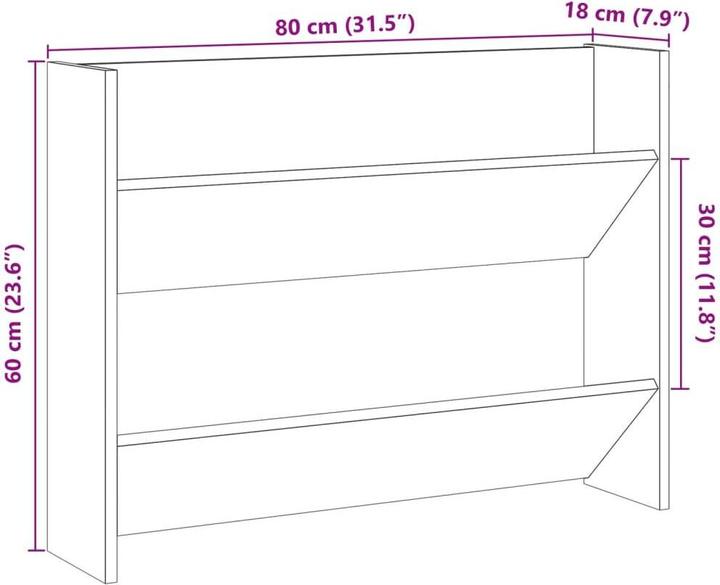 Actual product image VidaXL Wand-Schuhregal (80 x 18 x 60 cm)
