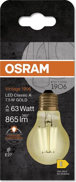 Image du produit Osram millésime 1906 (E27, 8 W, 950 lm, 1 x, E)