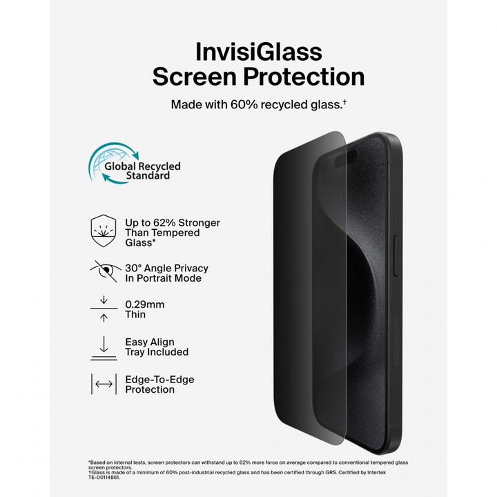 Actual product image Belkin Screen Force Invisiglas (1 Piece, Apple iPhone 16 Pro Max)