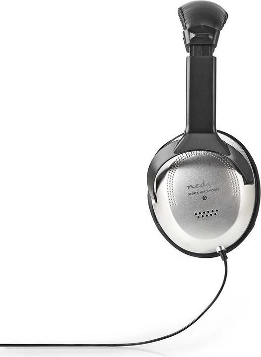 Immagine prodotto Nedis Cuffie Over-Ear con cavo | Lunghezza del cavo: 2,70 m | Controllo del volume | Nero / Argento (Cablato)