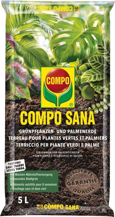 Image du produit Compo SANA Terreau pour plantes vertes et palmiers - sans tourbe (5 l, Sol sans tourbe)