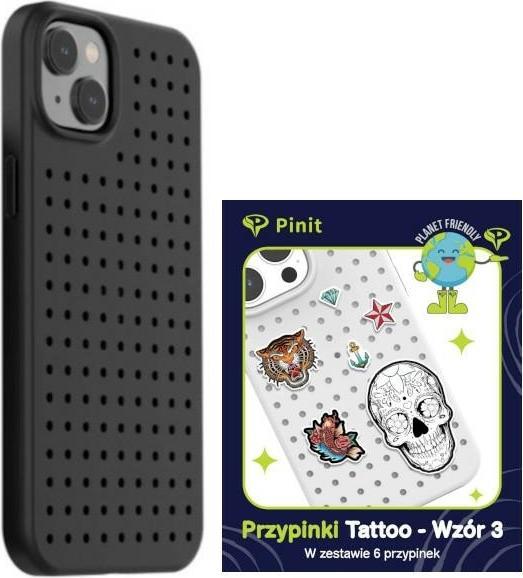 Actual product image Pinifit Zestaw Etui Pinit Dynamic + Tattoo Pin iPhone 14 6.1" czarny/black wzór 3 (Apple iPhone 14, Apple iPhone 13)