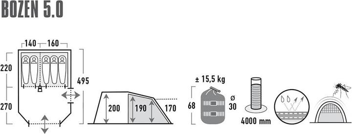 Actual product image High Peak Boxen 5.0 (Tunnel tent, 0.02 kg, 5 persons)