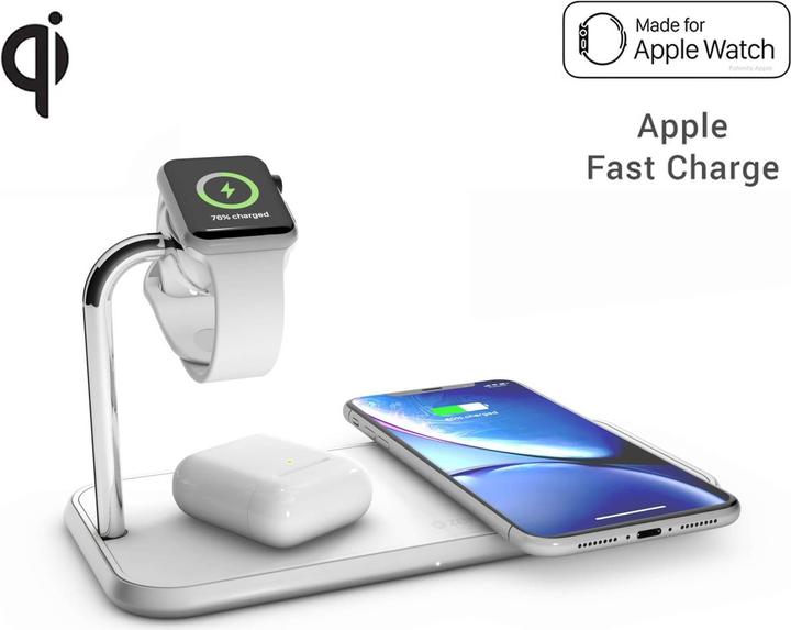 Image du produit Zens Chargeur double sans fil en aluminium + montre (20 W)