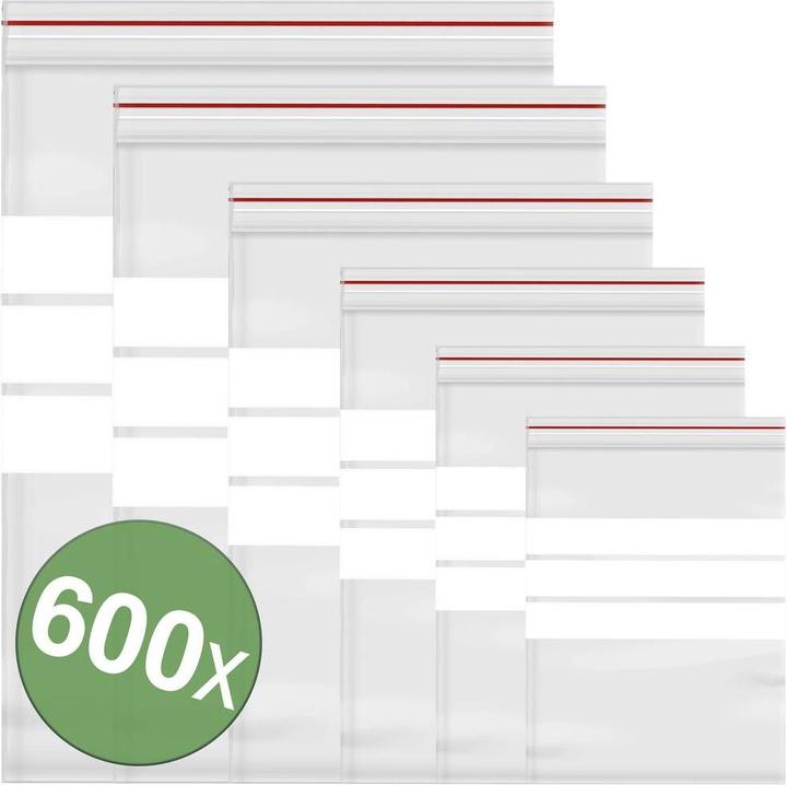 Quadrios Druckverschlussbeutel mit Beschriftungsstreifen Transparent Polyethylen (100 Stück)