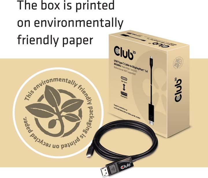 Image du produit Club 3D USB Typ C — DisplayPort (USB-C, 180 cm)