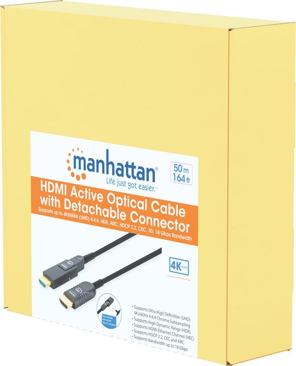 Immagine prodotto Manhattan Cavo attivo ad alta velocità in fibra ottica HDMI con connettore staccabile (50 m, HDMI)