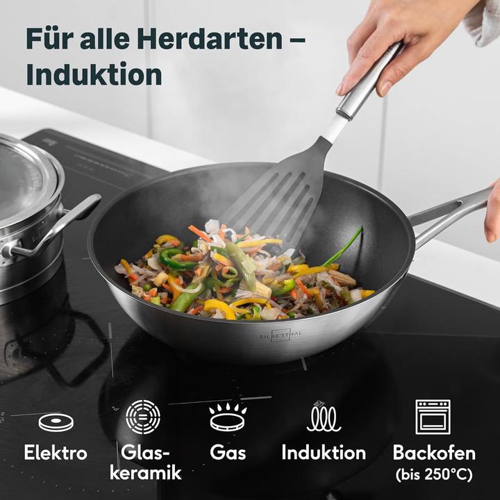 Produktbild Silberthal Wokpfanne (28 cm, Wok Pfanne, Edelstahl)