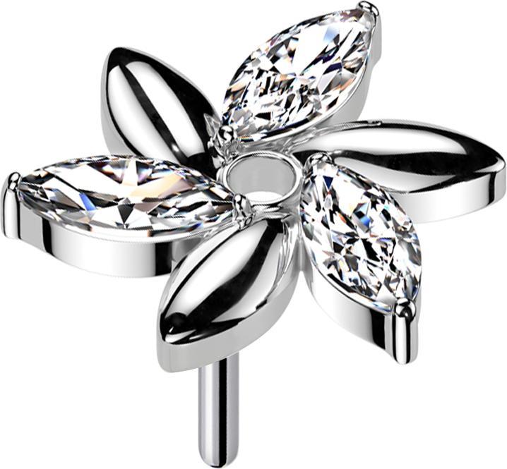 Produktbild Star Piercing Threadless Wirbel Blume silber Kristalle silber (ohne Messing, Titan G23)