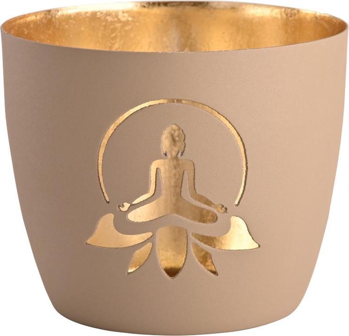 Produktbild Giftcompany Madras Windlicht M Lotus Yoga Silhouette sandstone/gold 8,5cm (1 x)