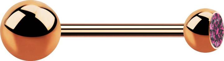 Produktbild Star Piercing Micro Barbell rosegold mit Kugel und Kugel Kristall pink (Chirurgenstahl 316L, ohne Messing)