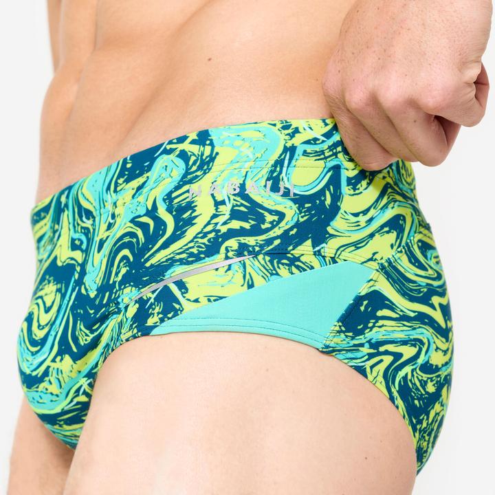 Produktbild Nabaiji Badehose Slip Herren Kastenform - 900 Print gelb/grün (XL)