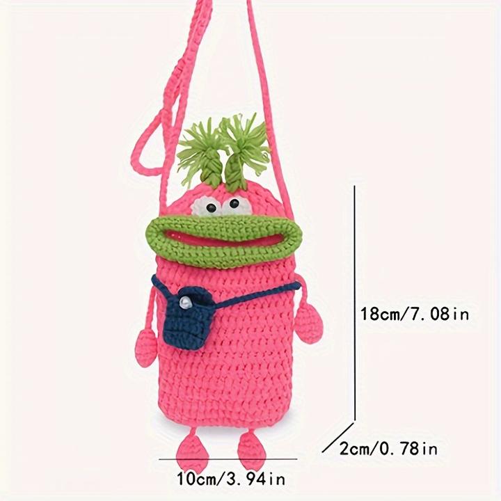 Actual product image Only-Bags.Store Chic Handmade Animal Print Crossbody Bag - Cute Braided Woolen Phone Pouch with Flap Closure