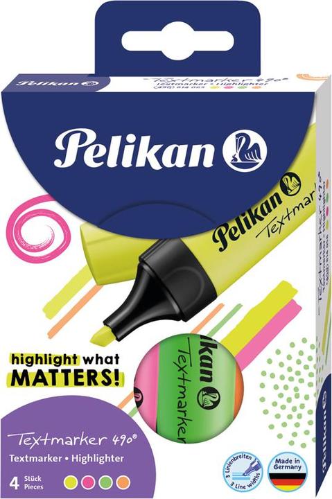 Immagine prodotto Pelikan Evidenziatore 490 (Arancione neon, Giallo neon, Rosa neon, Verde neon, 5 mm, 4 x)